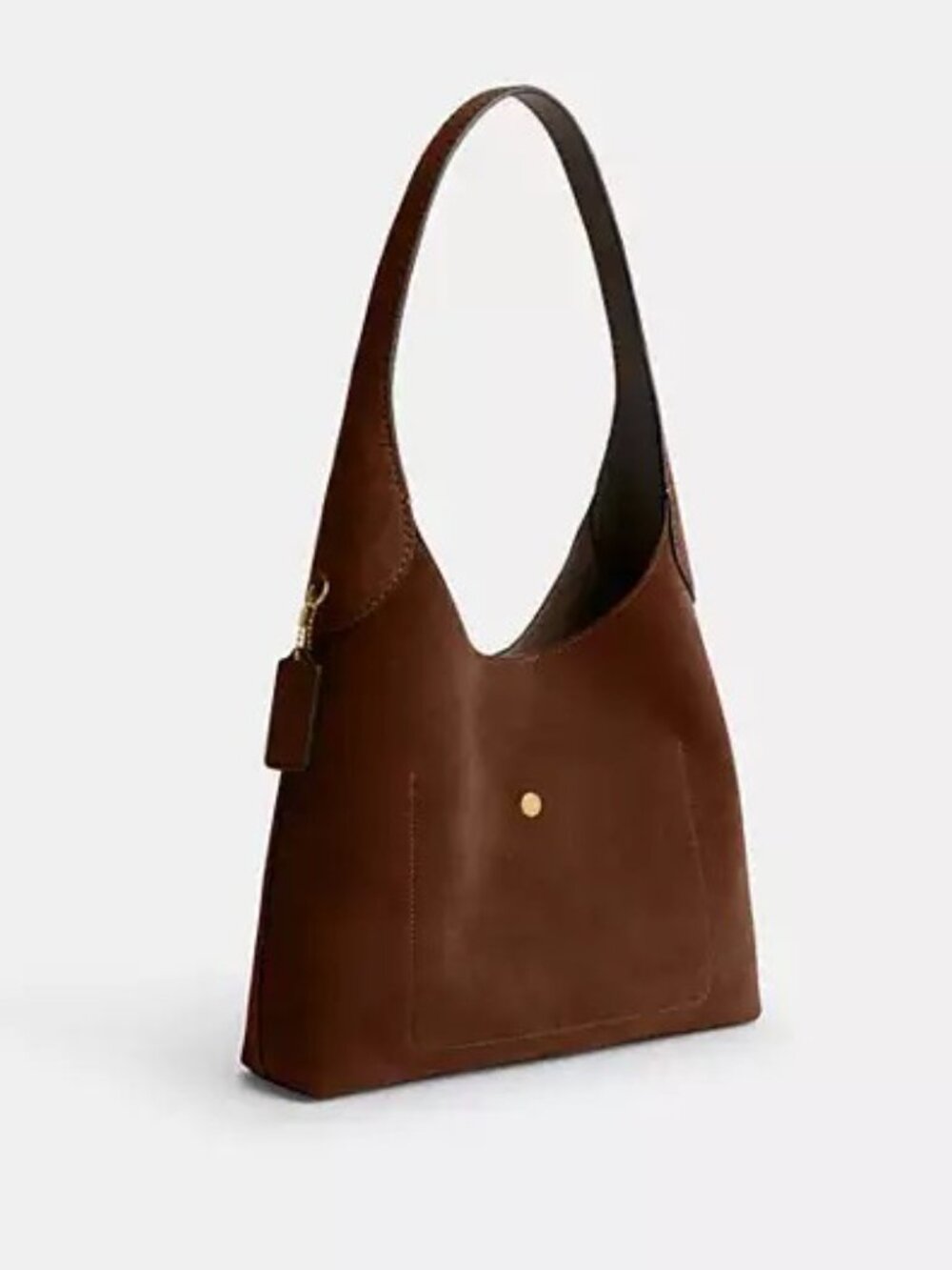 COACH BROOKLYN SHOULDER BAG 28 WARM BROWN SUEDE LEATHER HOBO MINIMALIST - Picture 3 of 16